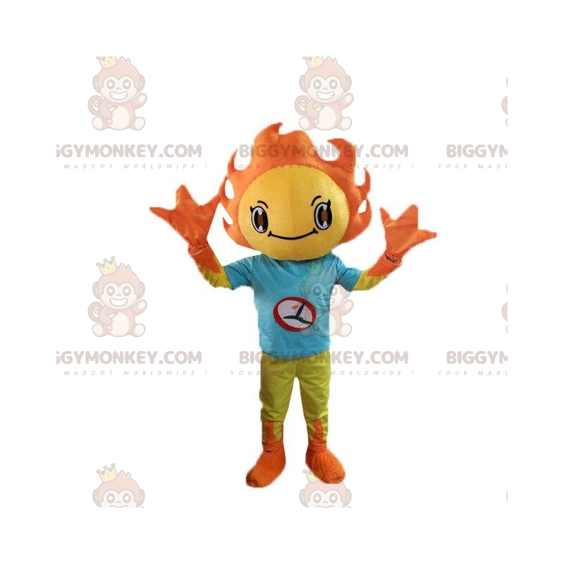 BIGGYMONKEY™ mascot costume yellow and orange sun costume.