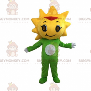 Costume de mascotte BIGGYMONKEY™ costume soleil jaune et vert.