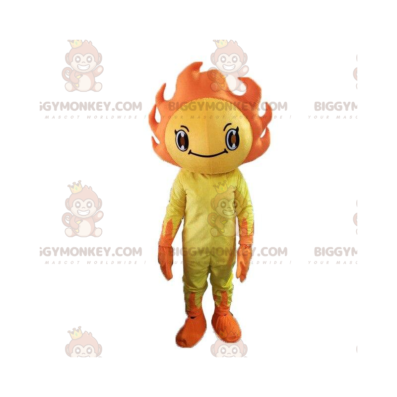 BIGGYMONKEY™ mascot costume yellow and orange sun costume.