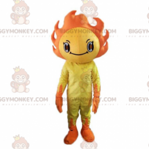 BIGGYMONKEY™ mascotte kostuum geel en oranje zon kostuum.