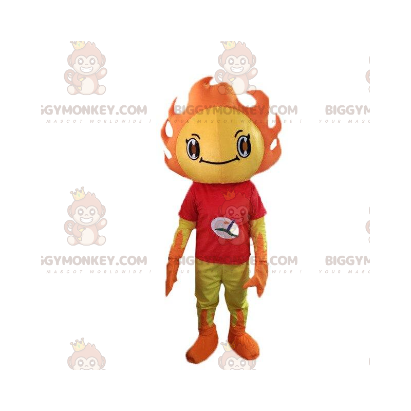 BIGGYMONKEY™ mascot costume yellow and orange sun costume.