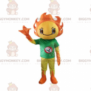 BIGGYMONKEY™ mascot costume yellow and orange sun costume.