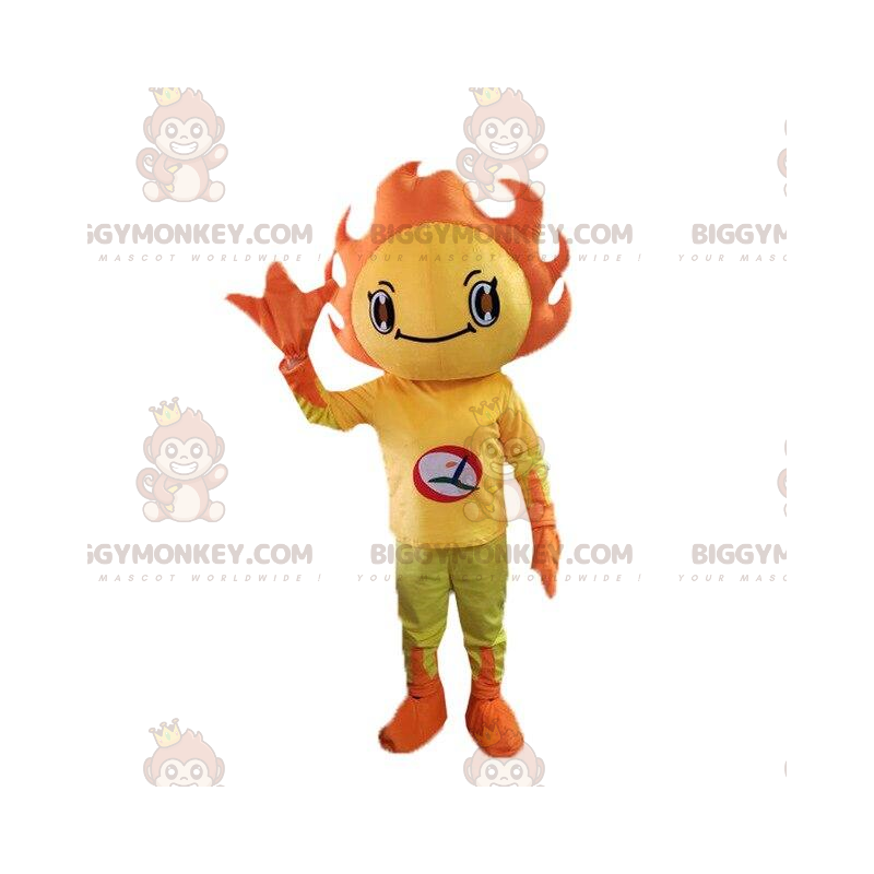 BIGGYMONKEY™ mascot costume yellow and orange sun costume.