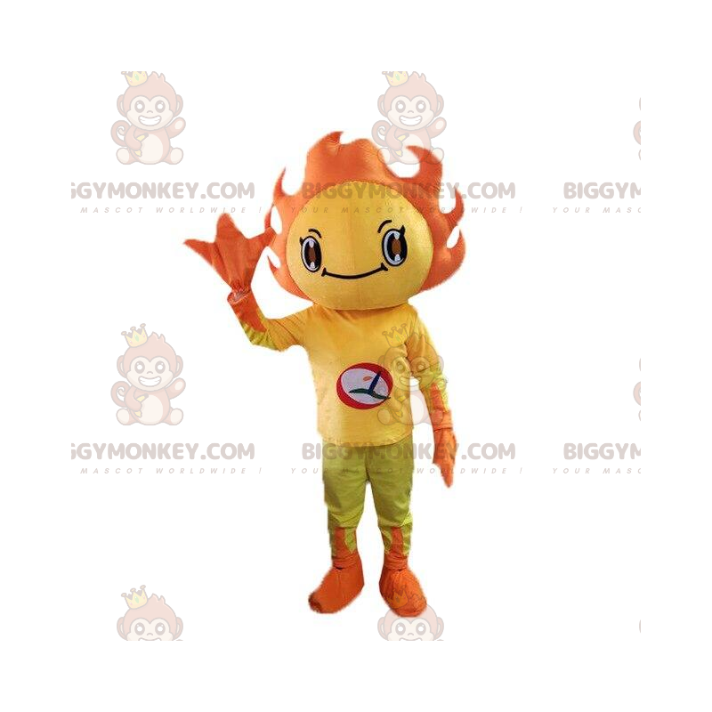 BIGGYMONKEY™ maskottiasu keltainen ja oranssi aurinkoasu.