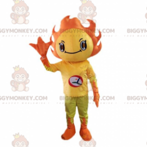 Fato de mascote BIGGYMONKEY™ Fato de sol amarelo e laranja.