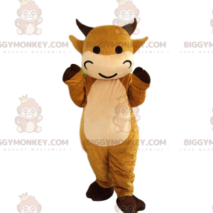 Disfraz de mascota BIGGYMONKEY™ disfraz de vaca marrón. disfraz