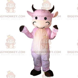 BIGGYMONKEY™ Maskottchen Kostüm rosa Kuh Verkleidung.