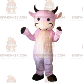 BIGGYMONKEY™ Maskottchen Kostüm rosa Kuh Verkleidung.