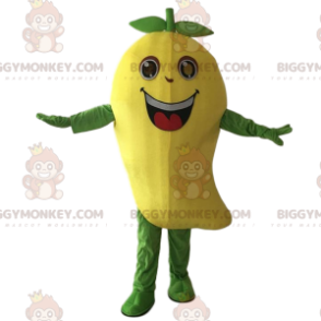 BIGGYMONKEY™ giant mango costume mascot costume. Yellow mango