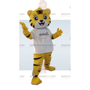 Costume da mascotte BIGGYMONKEY™ tigre gialla. Costume da