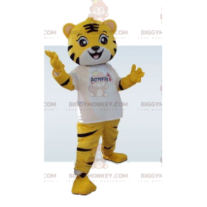 Yellow Tiger BIGGYMONKEY™ Mascot Costume. Tiger costume. tiger