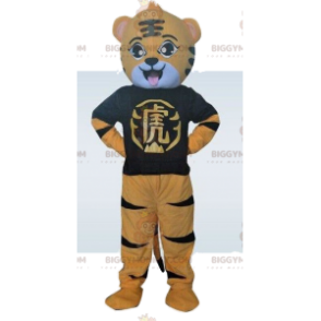 Disfraz de mascota BIGGYMONKEY™ de tigre amarillo. Traje de