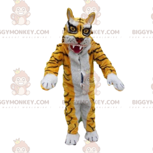 BIGGYMONKEY™ mascotte kostuum gele en witte tijger vermomming.