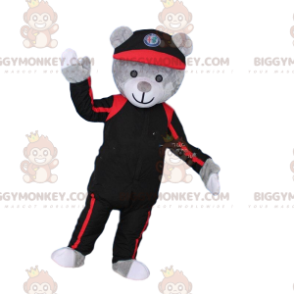 BIGGYMONKEY™ mascot costume gray teddy bear costume in black