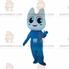 Kostým maskota BIGGYMONKEY™ s obřím zubem v modrém. zubní oblek