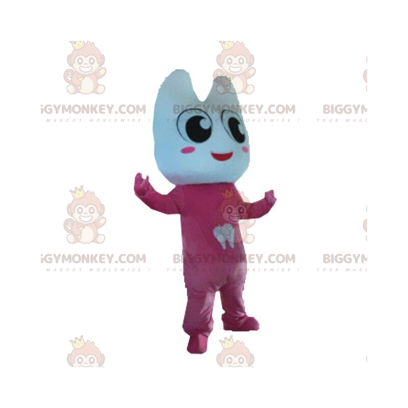 Kostým maskota BIGGYMONKEY™ s obřím zubem v růžovém. zubní