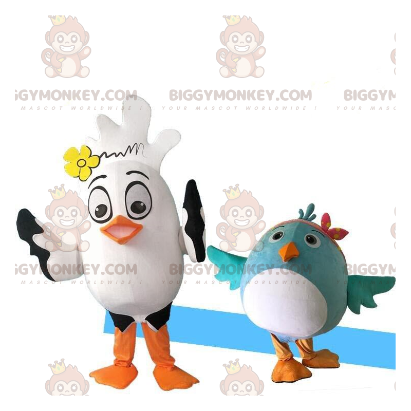 Duo de mascottes BIGGYMONKEY™ costumes d'oiseaux. Déguisements