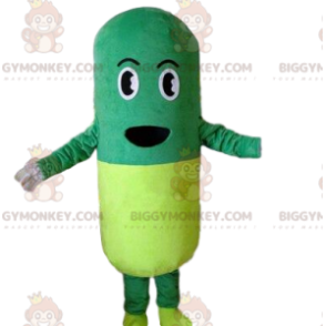 BIGGYMONKEY™ mascot costume pill costume. Green and yellow