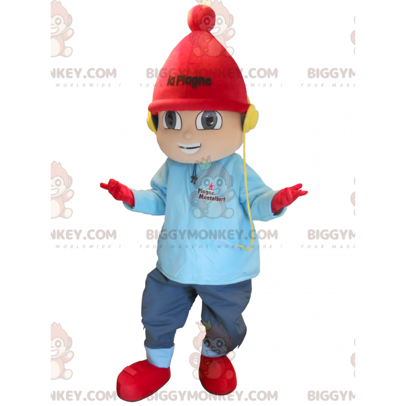 Little Boy Winter Vacation BIGGYMONKEY™ Mascot Costume –