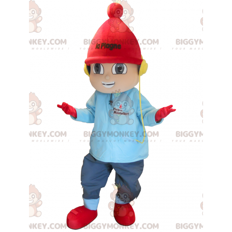 Little Boy Winter Vacation BIGGYMONKEY™ Mascot Costume -