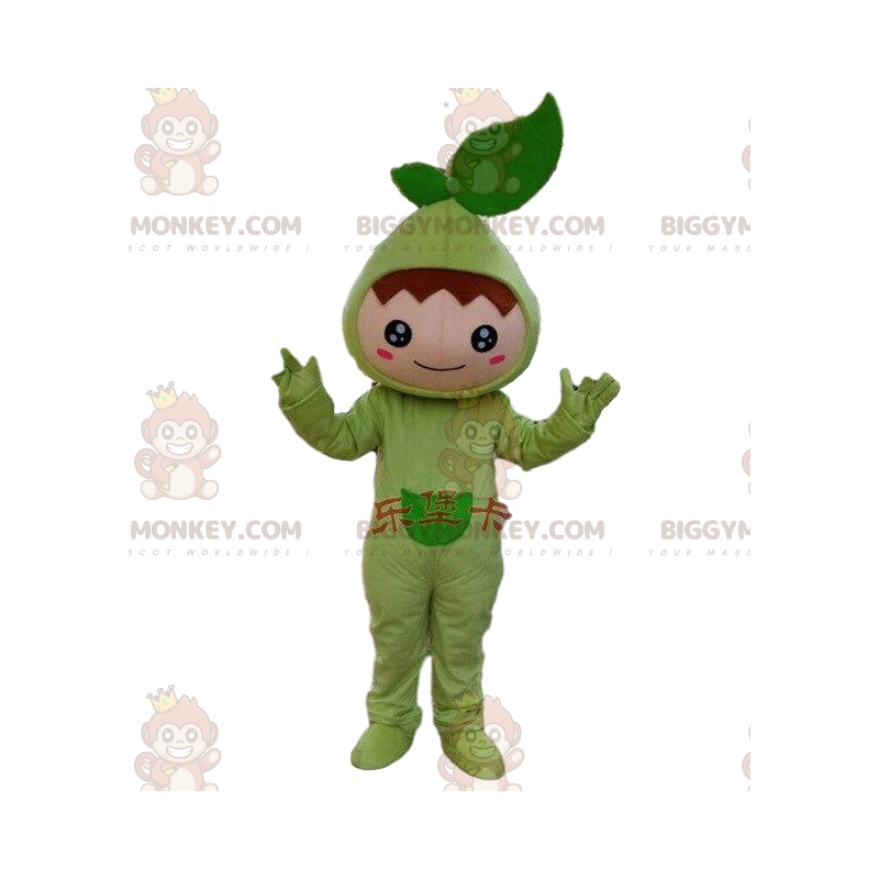 BIGGYMONKEY™ mascottekostuum groen blad verkleedkostuum. Groen