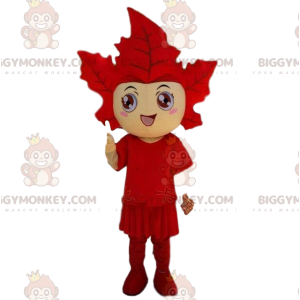 BIGGYMONKEY™ Mascot Costume Giant Red Leaf Fancy Dress. cosplay