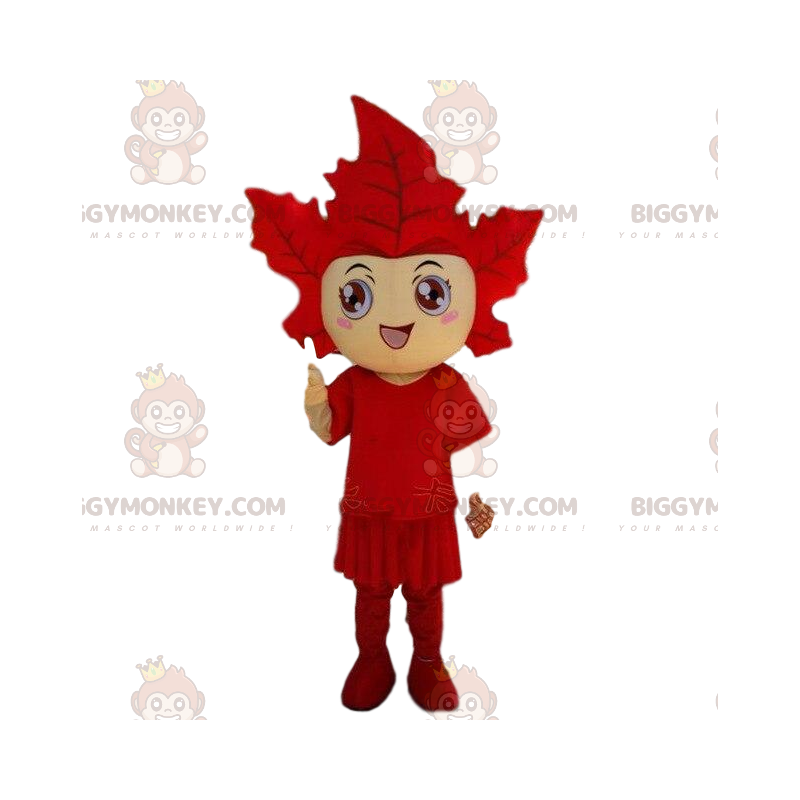 BIGGYMONKEY™ Mascot Costume Giant Red Leaf Fancy Dress. cosplay