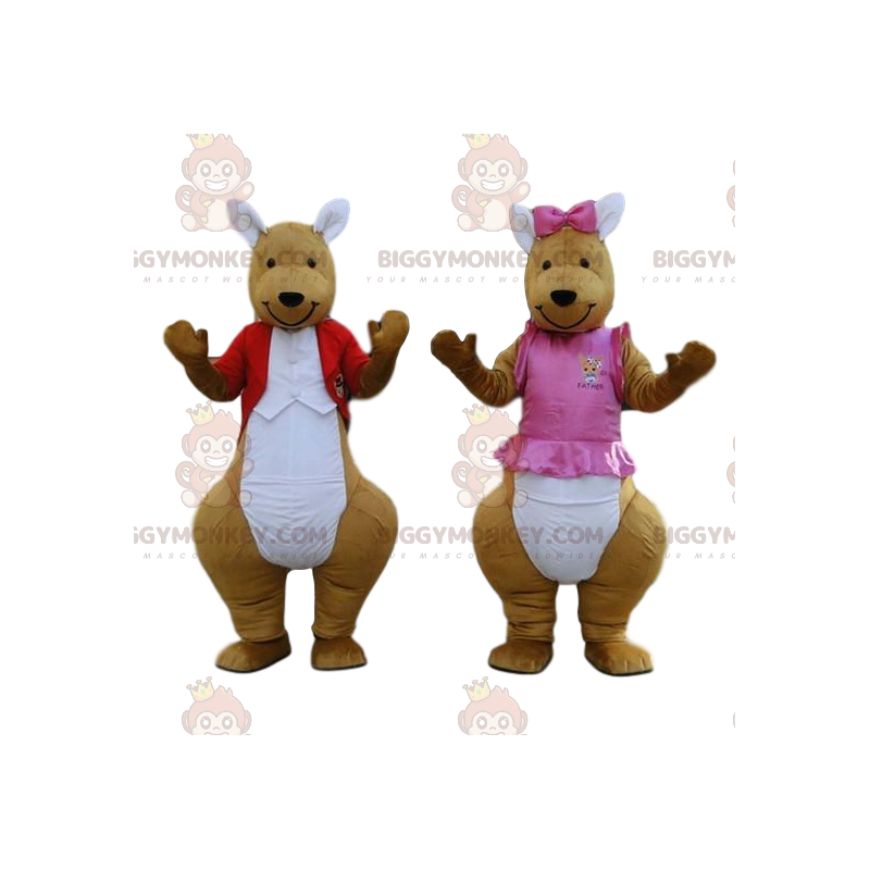 2 BIGGYMONKEY™s kangaroo mascot. Kangaroo couple costumes. Pack