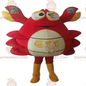 Costume de mascotte BIGGYMONKEY™ crabe rouge, blanc et jaune.