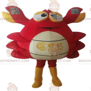 BIGGYMONKEY™ Rot-weiß-gelbes Krabben-Maskottchen-Kostüm. Kuchen