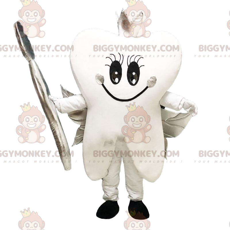 BIGGYMONKEY™ white tooth mascot costume. Costume giant tooth