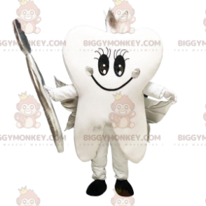 BIGGYMONKEY™ white tooth mascot costume. Costume giant tooth