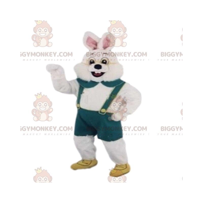 Traje de mascote de coelho branco BIGGYMONKEY™ com macacão