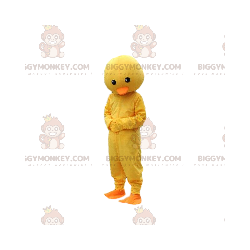 Costume de mascotte BIGGYMONKEY™ poussin jaune et orange.