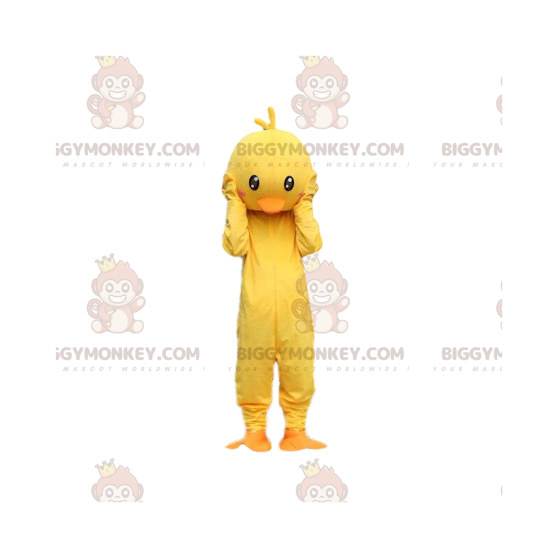 Yellow and orange chick costume. Canary BIGGYMONKEY™ Mascot