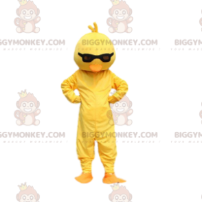 BIGGYMONKEY™ costume da mascotte canarino con occhiali scuri.