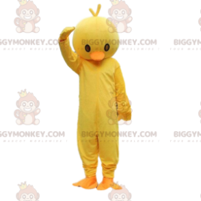 Costume da mascotte BIGGYMONKEY™ pulcino giallo e arancione.