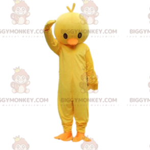 Costume de mascotte BIGGYMONKEY™ poussin jaune et orange.