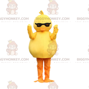 BIGGYMONKEY™ canary mascot costume with glasses. chick costume