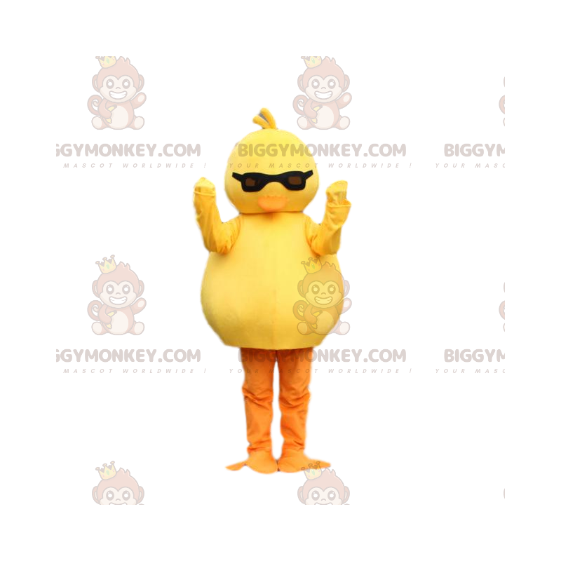 Costume de mascotte BIGGYMONKEY™ canari avec des lunettes.