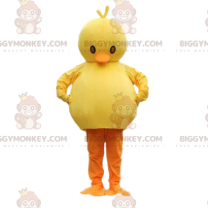 BIGGYMONKEY™ yellow and orange plump chick mascot costume.