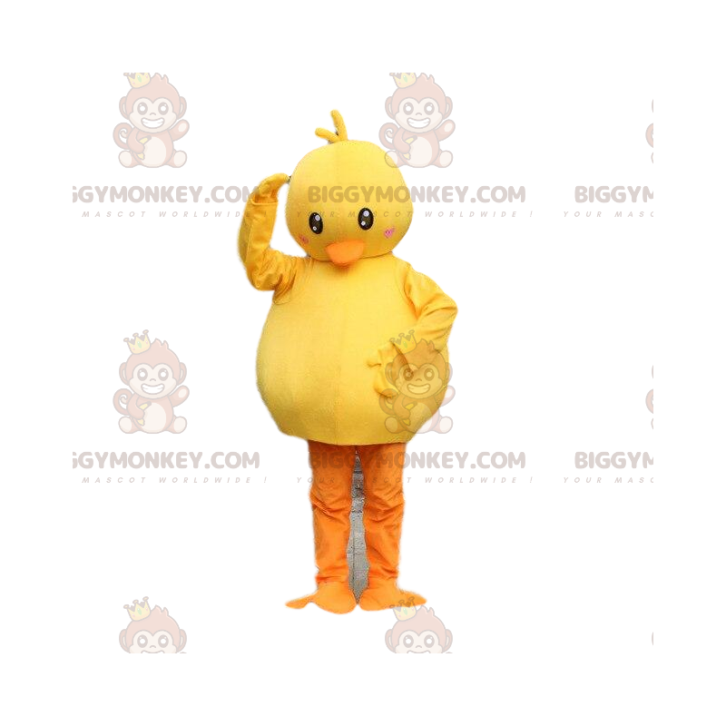 Costume de mascotte BIGGYMONKEY™ canard dodu jaune et orange.