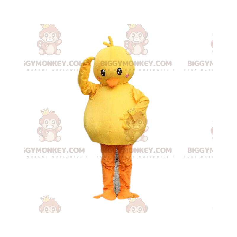 Disfraz de mascota de pato regordete amarillo y naranja