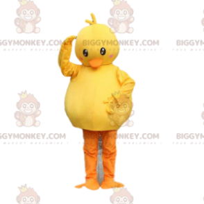 BIGGYMONKEY™ geel en oranje mollige eend mascottekostuum.