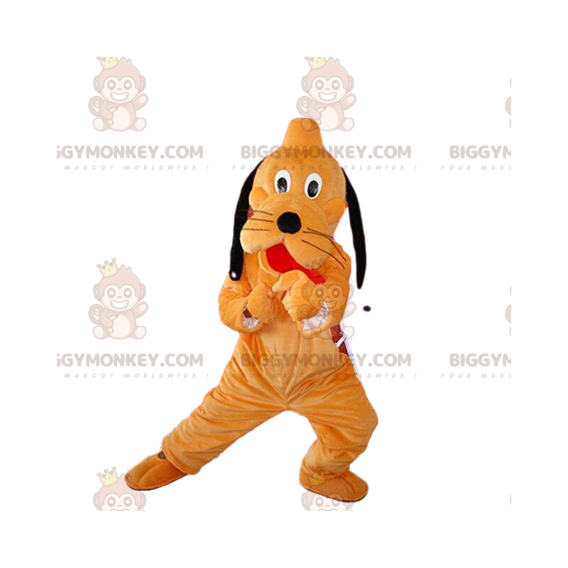 BIGGYMONKEY™ maskotdräkt av Pluto, Walt Disneys berömda orange