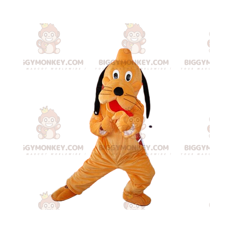 Costume de mascotte BIGGYMONKEY™ de Pluto, chien orange et noir