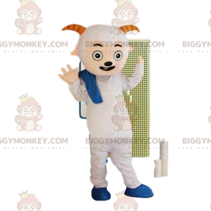 BIGGYMONKEY™ bianco capra, costume mascotte ariete. costume