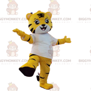 BIGGYMONKEY™ costume mascotte tigre gialla e bianca. Costume da