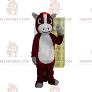 BIGGYMONKEY™ maskot kostume rødt og hvidt ko kostume. tyre