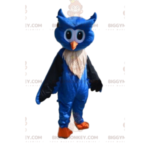 Costume de mascotte BIGGYMONKEY™ costume hibou bleu et blanc.